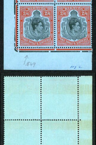 Bermuda SG117c 2/6 Black and orange-red/pale blue U/M some browning