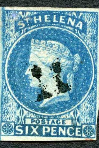 St Helena SG1 6d Blue Imperf Four Margins Cat 200 pounds