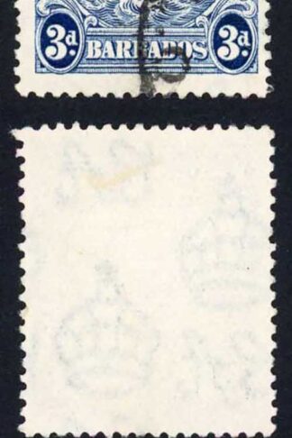 Barbados SG252ca 3d Blue Vertical line over horses head CDS Cat 170 pounds