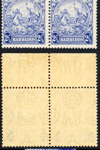 Barbados SG251bb 2 1/2d Blue Mark on Central Ornament U/M (toned) Cat 87.50