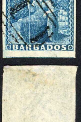 Barbados SG10 (1d) Deep Blue White paper Cat 60 pounds