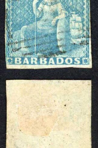 Barbados SG9 (1d) Pale Blue White paper Cat 75 pounds