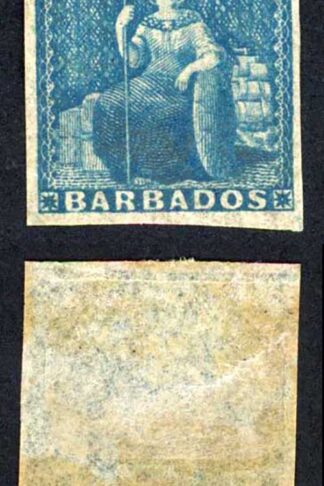 Barbados SG10 (1d) Deep Blue on White paper Cat 110 pounds