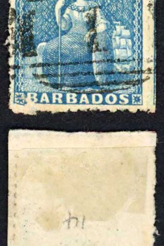 Barbados SG14 (1d) Pale Blue Pin Perf 14 Cat 150 pounds