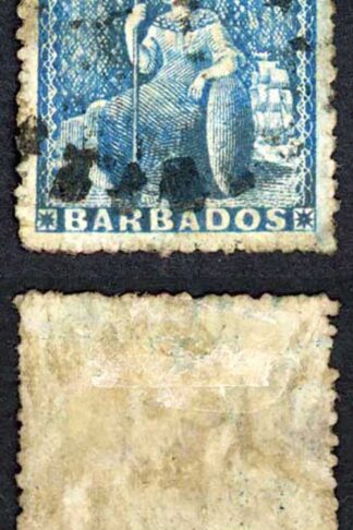 Barbados SG14 (1d) Pale Blue Pin Perf 14 Cat 150 pounds