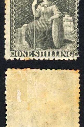 Barbados SG61 1/- Black Wmk Large Star Clen Cut Perf 14.5/15.5 Cat 150 pounds