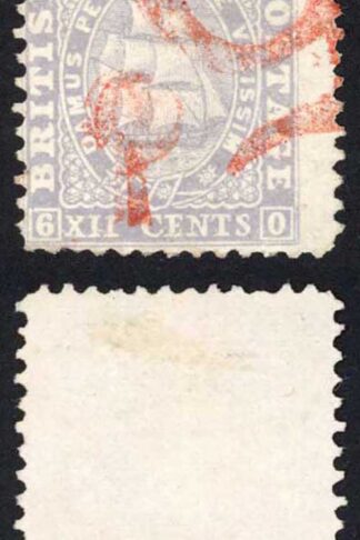 British Guiana SG36 12c Lilac cancelled with a Large Red 5d (see footnote is SG)