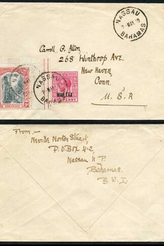 Bahamas 1919 Commercial letter to the USA