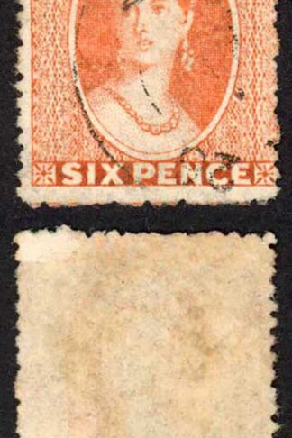 Grenada SG7 6d Orange red Wmk Small Star Rough Perf inverted 2 in date