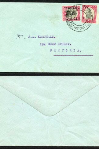 South Africa 1934 1d and 1d Official on cover Pretoria Nat Stamp Exhibit postmark