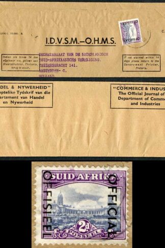 South Africa 1950s 2d Official used on OHMS journal WRAPPER scarce + unusual