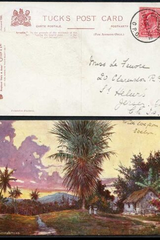 Barbados GB KEVII 1d on postcard to Jersey