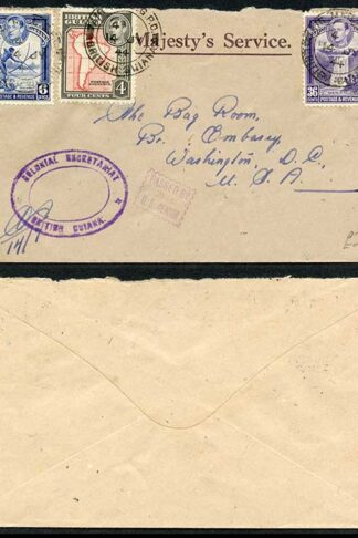 British Guiana KGVI OMHS Mixed franking on cover