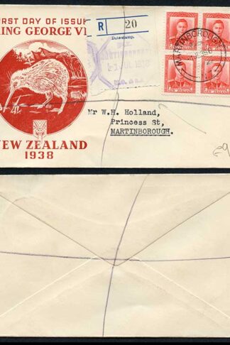 New Zealand KGVI 1d Block on a FDC