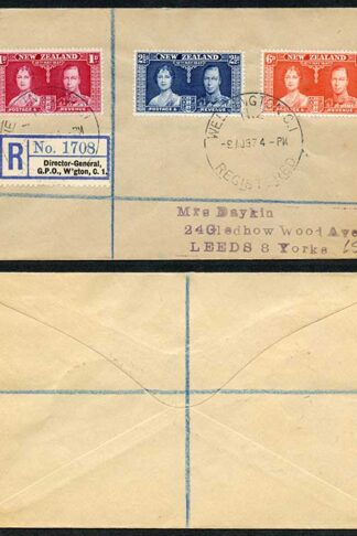 New Zealand 1937 Coronation on a Cover