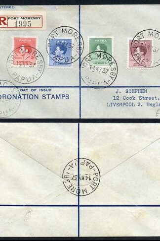 Papua 1937 Coronation on a Cover