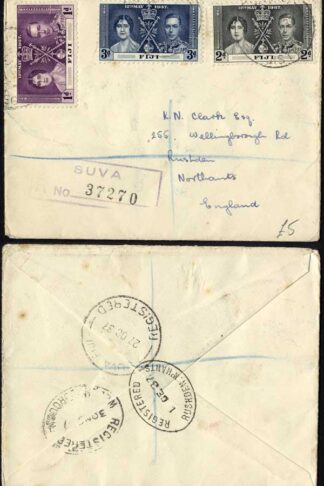 Fiji 1937 Coronation on a Cover