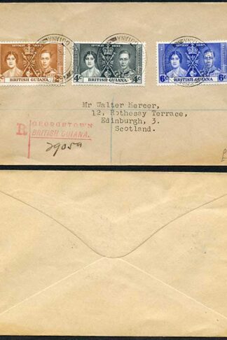 British Guiana 1937 Coronation on a Cover