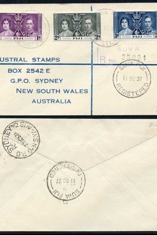 Fiji 1937 Coronation on a Cover