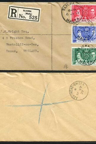 Malta 1937 Coronation on a Cover