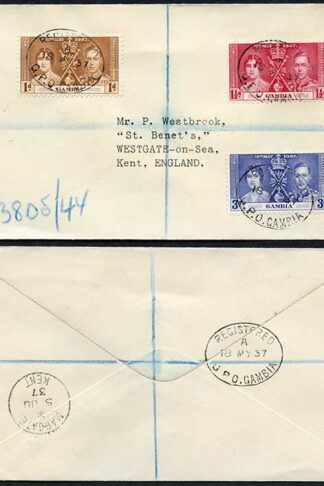 Gambia 1937 Coronation on a Cover