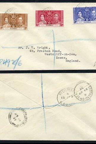 Gambia 1937 Coronation on a Cover