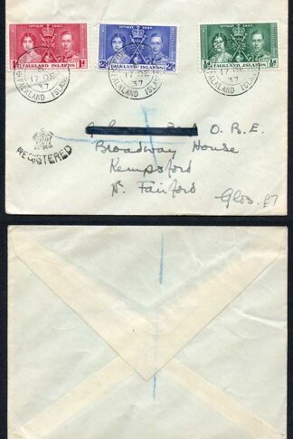 Falklands 1937 Coronation on a Cover