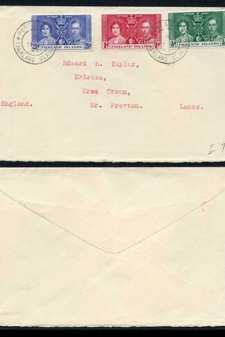 Falklands 1937 Coronation on a Cover
