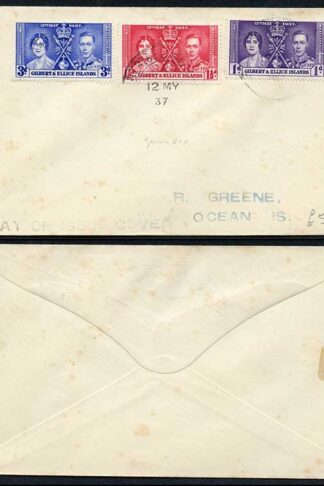 Gilbert and Ellice 1937 Coronation on a Cover