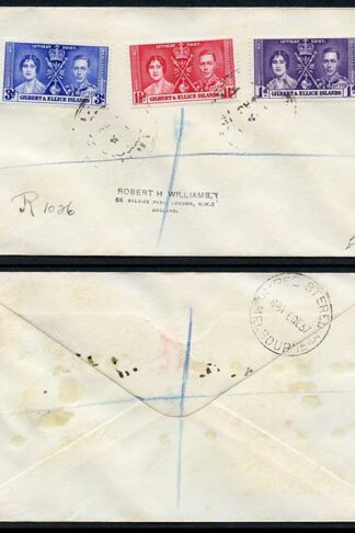 Gilbert and Ellice 1937 Coronation on a Cover