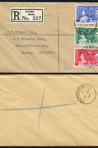 Malta 1937 Coronation on a Cover