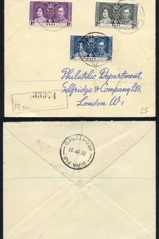 Fiji 1937 Coronation on a Cover