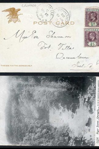 Grenada KEVII 1/2d x 2 on a Post card
