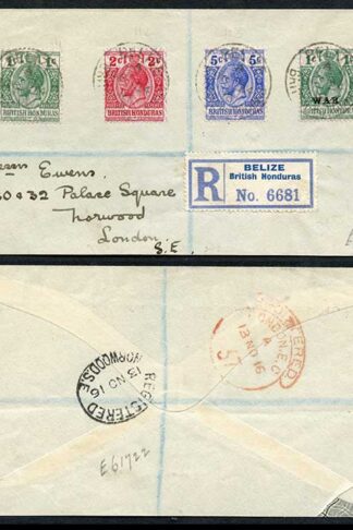 British Honduras KGV registered cover to London