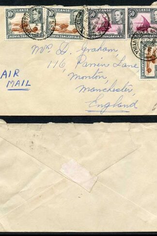 KUT KGVI 10c and 50c on Cover