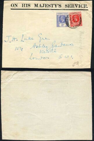 Sierra Leone KGV 1 1/2d and 3d on OHMS Front