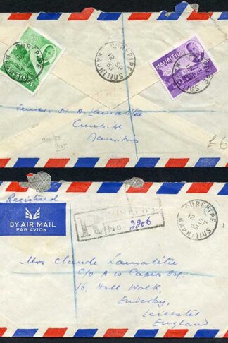 Mauritius KGVI 35c and 50c on registered cover