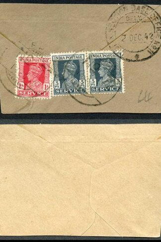 India KGVI 1a and 3p Service stamps on piece