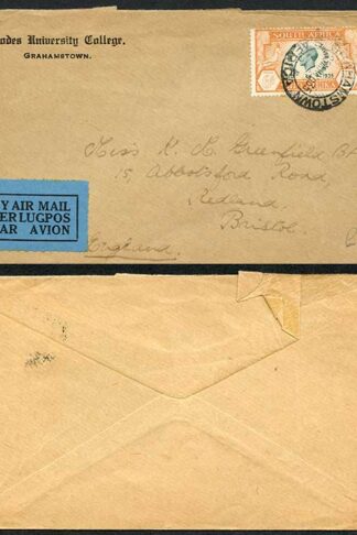 South Africa KGV 6d on cover