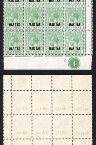 Bahamas SG96 1/2d opt War Tax Block of 40 U/M Cat 90++ pounds