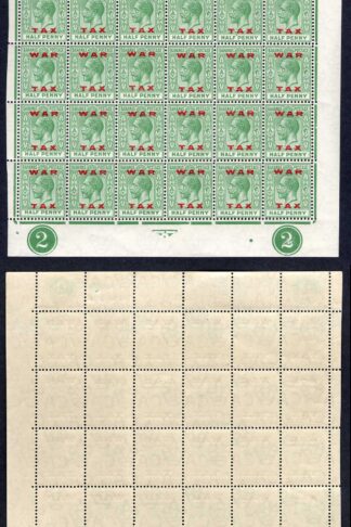 Bahamas SG102 1/2d opt War Tax U/M Pane of 60 Cat 75+++ pounds