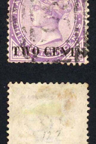 Mauritius SG121b 2c on 38 Bright Purple Surch Doubled Cat 275 Pounds