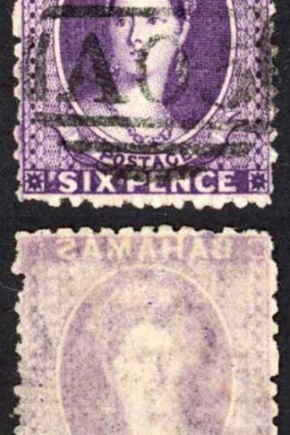 Bahamas SG31y 6d Deep Violet Wmk Crown CC Inverted and Reversed Cat 250 pounds