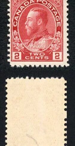 Canada Unitrade 106xiii 2d Strip with JHS (Jim N Sissons) on reverse U/M Cat 31