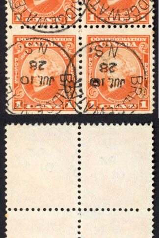 Canada SG266 1c Confederation CDS Block imperf at base