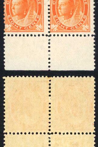 Canada SG148 8c Orange U/M (mounted in the margin) cat 170+++ pounds