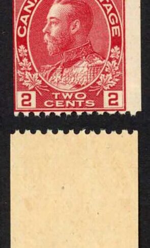 Canada SG218 2c Perf 12 x Imperf U/M Coil Join Strip Cat 180++ pounds