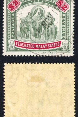 Malay SG49 Two Dollars Wmk Mult Crown CA Cat 160 pounds