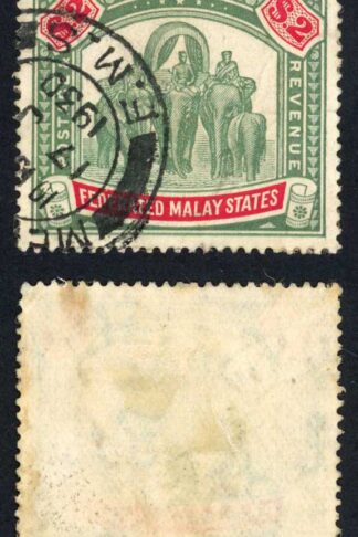 Malay SG78 Two Dollar Green and carmine (tone spots) Cat 110 pounds