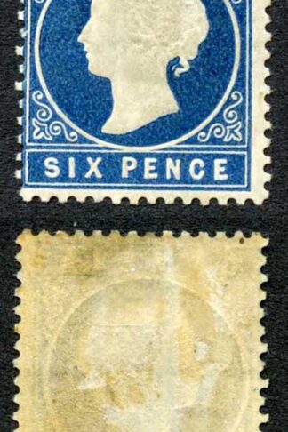 Gambia SG17B 6d Deep Blue Wmk Crown CC upright Sloping label Cat 350 pounds